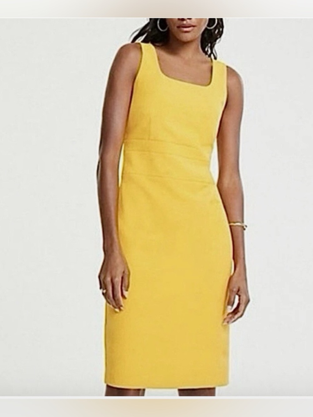 LIKE NEW Ann Taylor Yellow/Mustard Doubelweave Sleeveless Sheath Dress Size 12